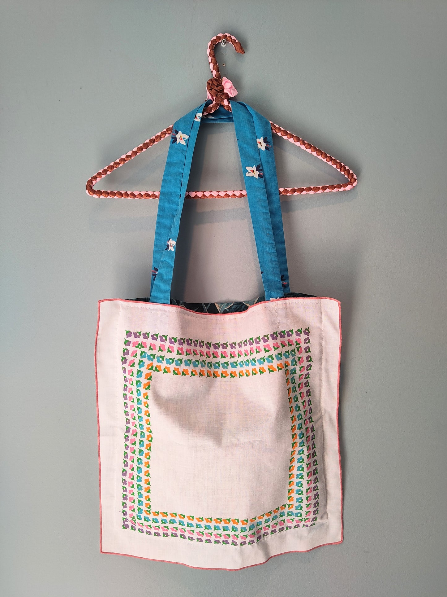 Teal Tones/70's Napkins | Vintage Textile Tote