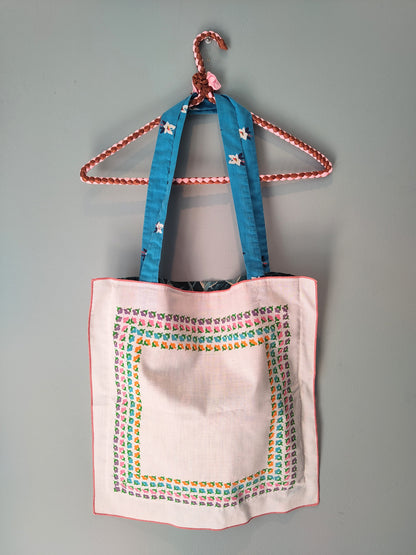 Teal Tones/70's Napkins | Vintage Textile Tote