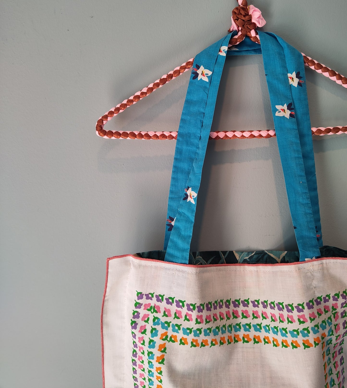 Teal Tones/70's Napkins | Vintage Textile Tote