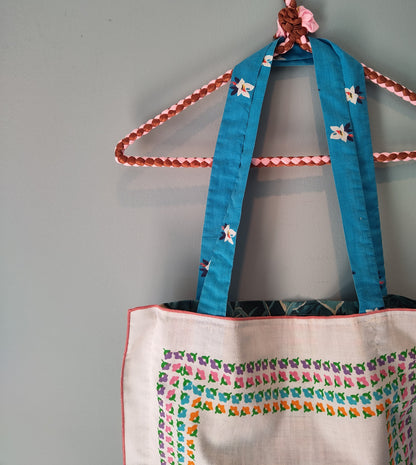 Teal Tones/70's Napkins | Vintage Textile Tote