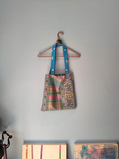 Teal Tones/70's Napkins | Vintage Textile Tote