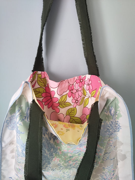 Mid-century Florals | Vintage Textile Tote